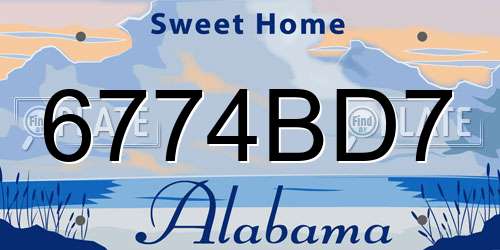 6774BD7 Alabama License Plate