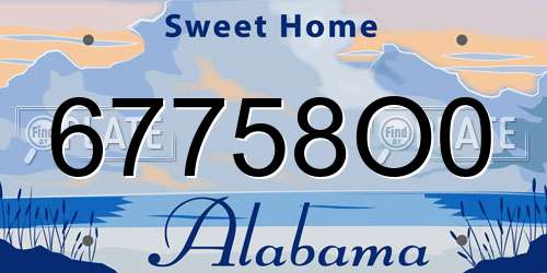 67758O0 Alabama License Plate