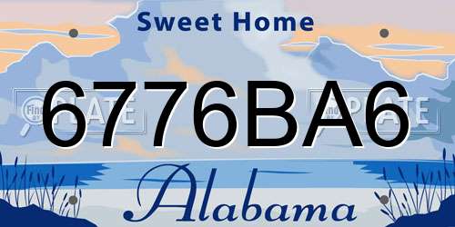 6776BA6 Alabama License Plate