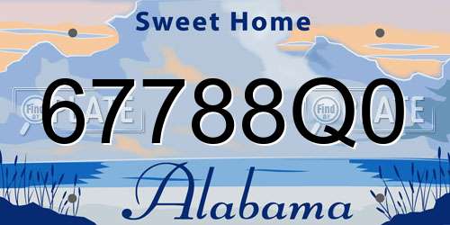 67788Q0 Alabama License Plate
