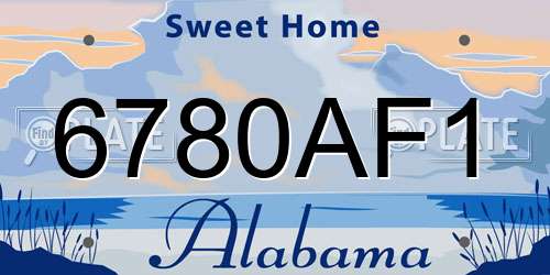 6780AF1 Alabama License Plate