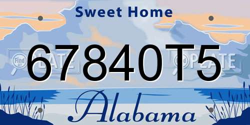 67840T5 Alabama License Plate