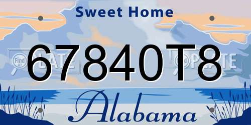 67840T8 Alabama License Plate