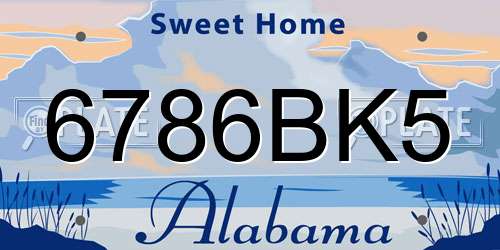6786BK5 Alabama License Plate