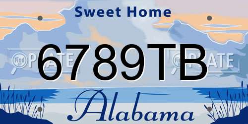 6789TB Alabama License Plate
