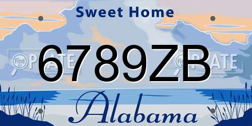 6789ZB Alabama License Plate
