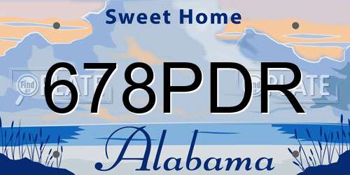 678PDR Alabama License Plate