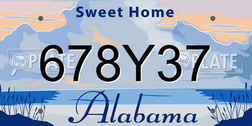 678Y37 Alabama License Plate