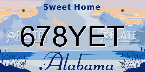 678YET Alabama License Plate