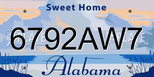 6792AW7 Alabama License Plate