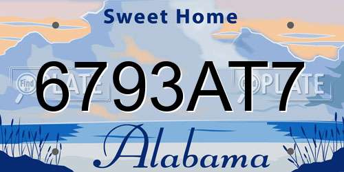 6793AT7 Alabama License Plate
