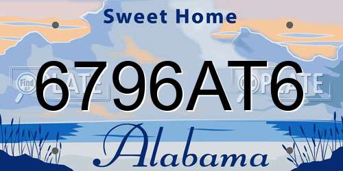 6796AT6 Alabama License Plate
