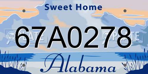 67A0278 Alabama License Plate