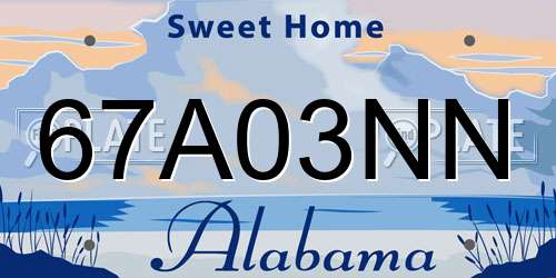 67A03NN Alabama License Plate