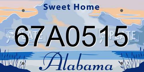 67A0515 Alabama License Plate