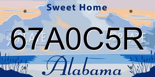 67A0C5R Alabama License Plate