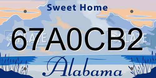 67A0CB2 Alabama License Plate