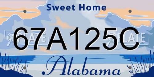 67A125C Alabama License Plate