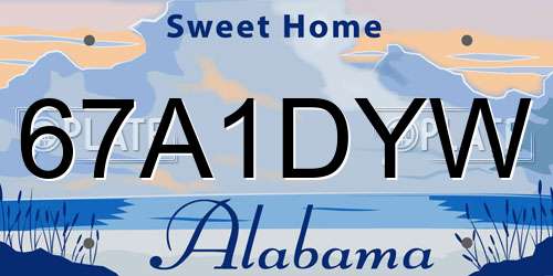 67A1DYW Alabama License Plate