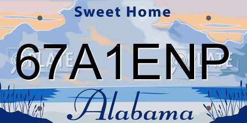 67A1ENP Alabama License Plate