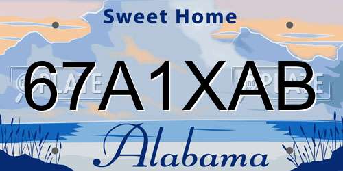 67A1XAB Alabama License Plate