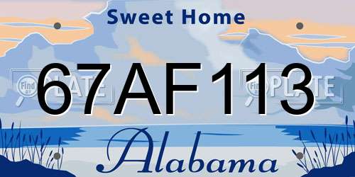 67AF113 Alabama License Plate