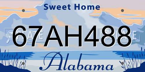 67AH488 Alabama License Plate