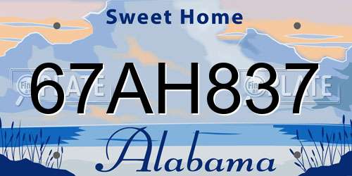 67AH837 Alabama License Plate