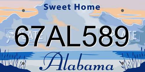 67AL589 Alabama License Plate