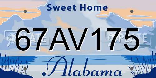67AV175 Alabama License Plate