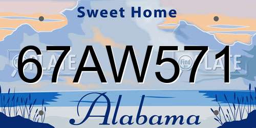 67AW571 Alabama License Plate
