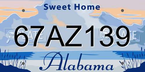 67AZ139 Alabama License Plate