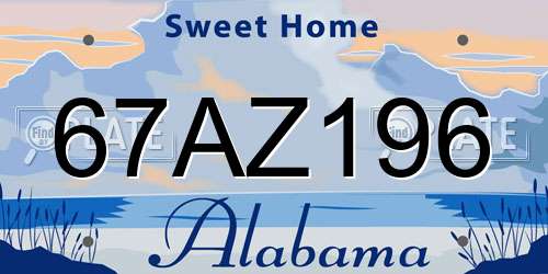 67AZ196 Alabama License Plate
