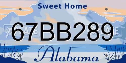 67BB289 Alabama License Plate