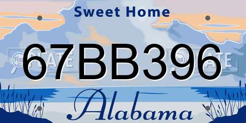 67BB396 Alabama License Plate