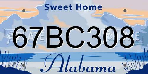 67BC308 Alabama License Plate