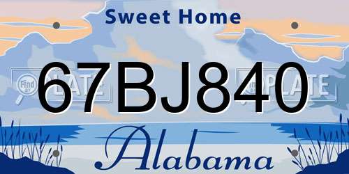 67BJ840 Alabama License Plate