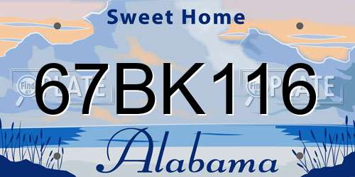 67BK116 Alabama License Plate