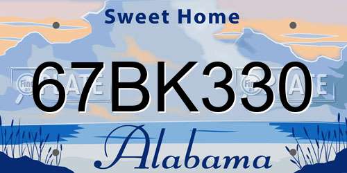 67BK330 Alabama License Plate
