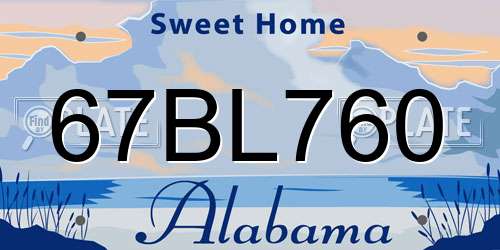 67BL760 Alabama License Plate