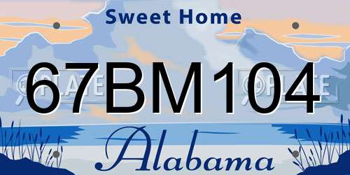 67BM104 Alabama License Plate