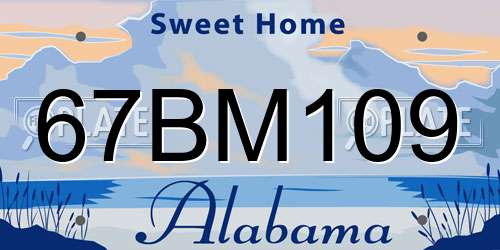 67BM109 Alabama License Plate