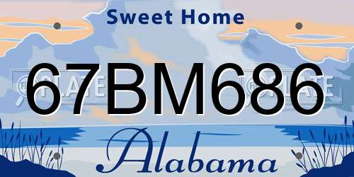 67BM686 Alabama License Plate