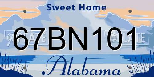 67BN101 Alabama License Plate