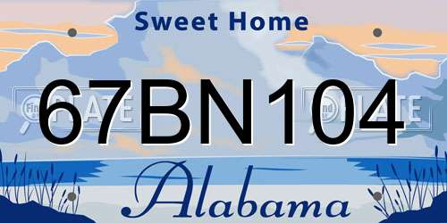 67BN104 Alabama License Plate