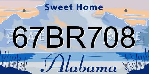 67BR708 Alabama License Plate