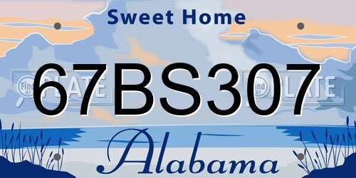 67BS307 Alabama License Plate