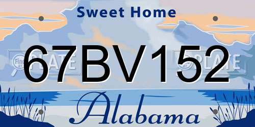 67BV152 Alabama License Plate
