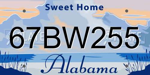 67BW255 Alabama License Plate