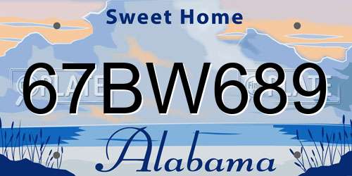 67BW689 Alabama License Plate